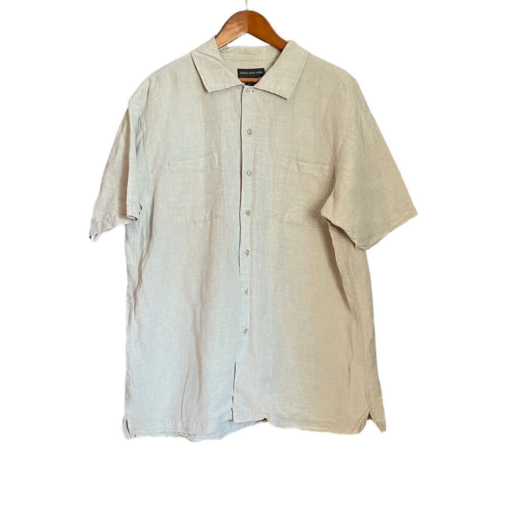 Jones New York cotton and linen blend short sleeve shirt‎